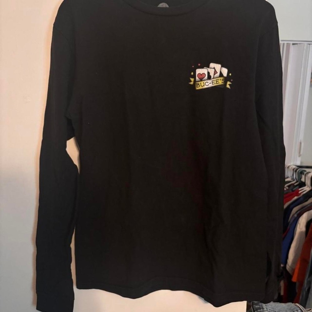 Buc-ees black cotton long sleeve shirt size S